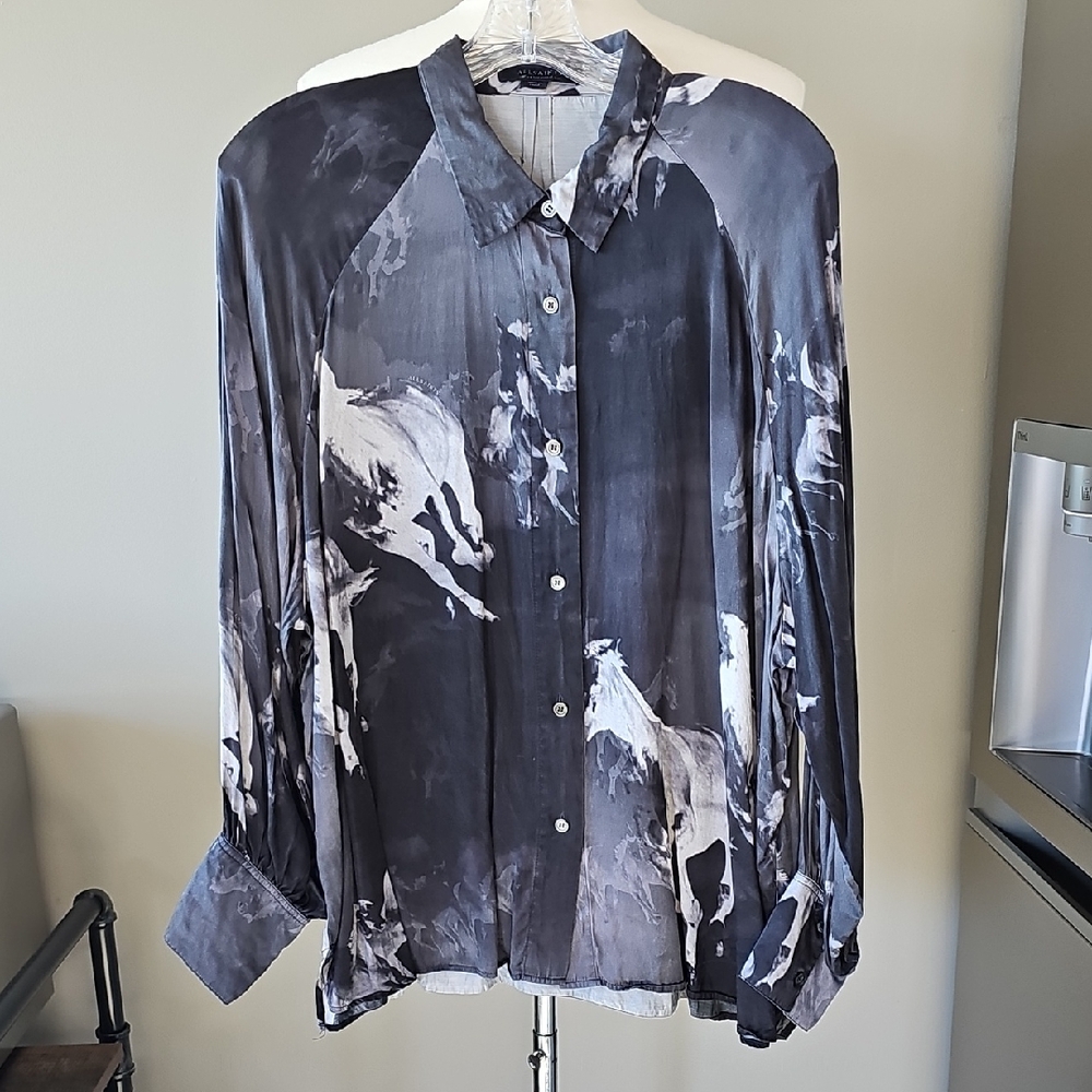 ALLSAINTS Oana Epoto HORSE Blouse Sz Uk 14 US 10